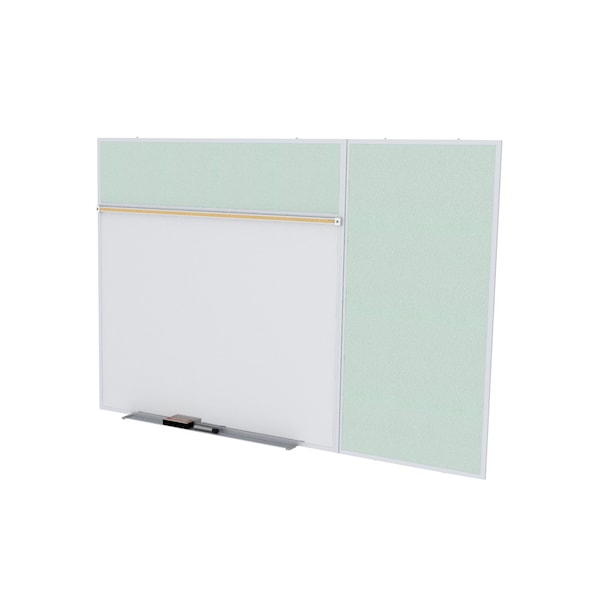 Combo Whiteboard/Bulletin, Mag Por/Vnyl, Styl B, 4 ft H x 10 ft W, Silver